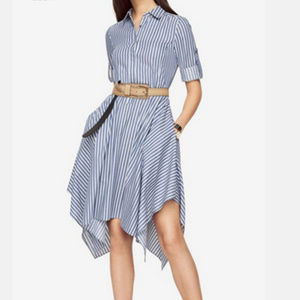 BCBG striped asymmetrical shirt dress size xs